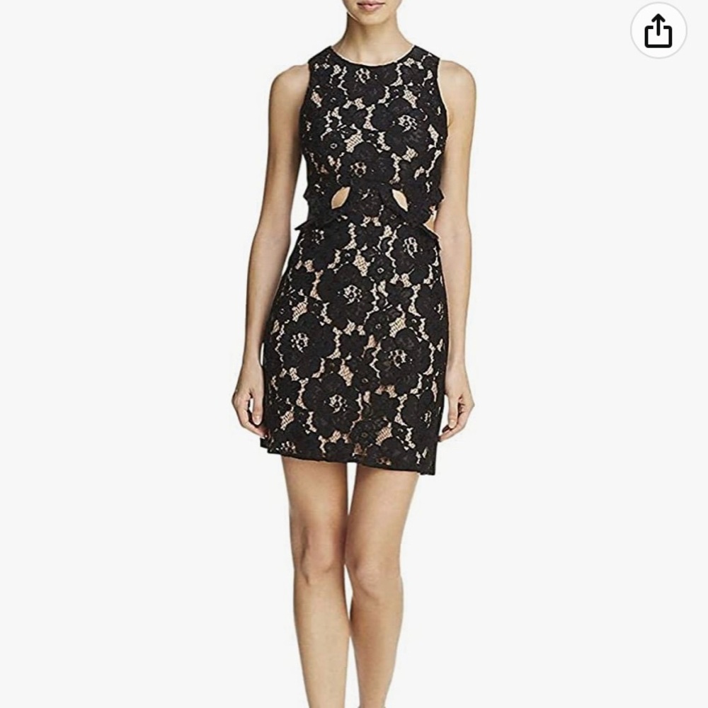 Wayf cutout dress, new with tags, black, nude, lace XS